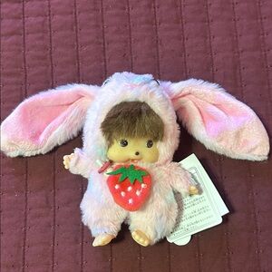 Plush Bunny Doll with Strawberry Accent